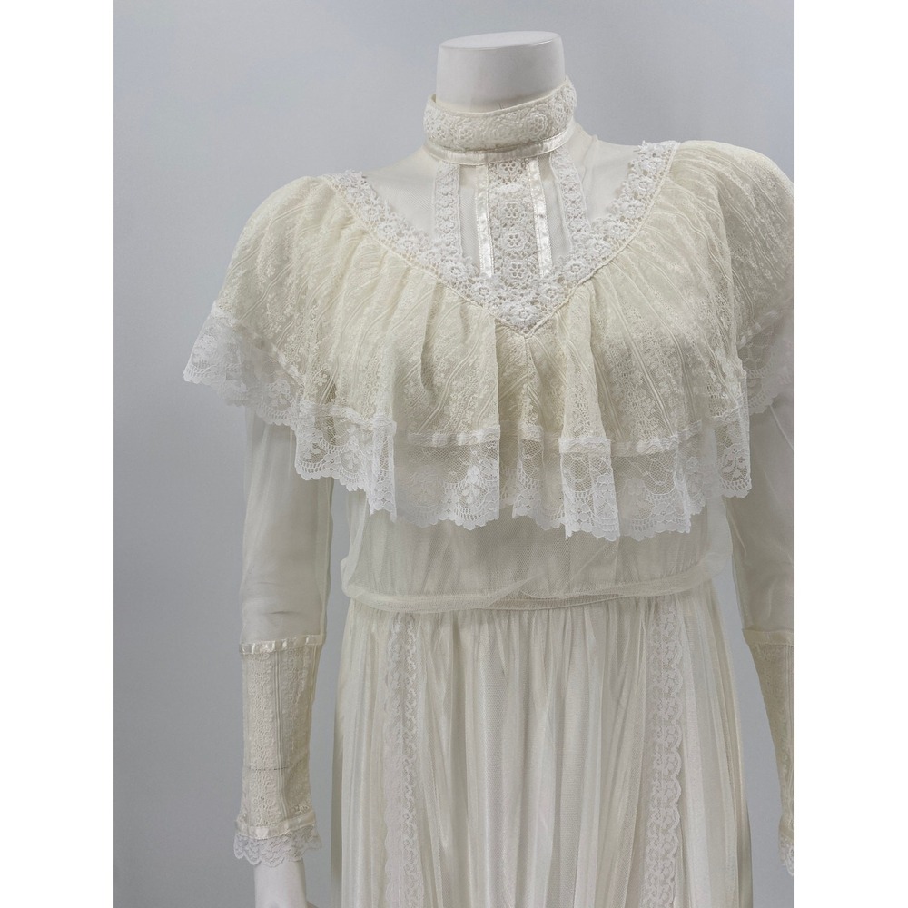 Gunne‎ Sax Bridal Gown 9 Ivory Vintage Lace Victorian Wedding Dress Wedding - Picture 3 of 9